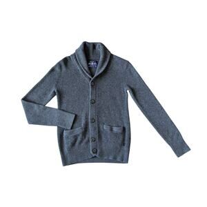 Y2K American Eagle Shawl Cardigan Men S Gray Grandpacore Ribbed Preppy Old Money